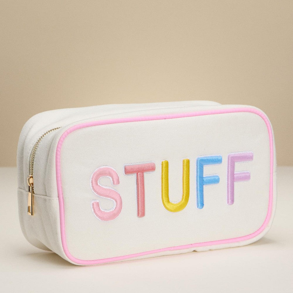 "STUFF" Embroidered Canvas Pouch-260 Bags-Judson-Hello Friends Boutique-Woman's Fashion Boutique Located in Traverse City, MI