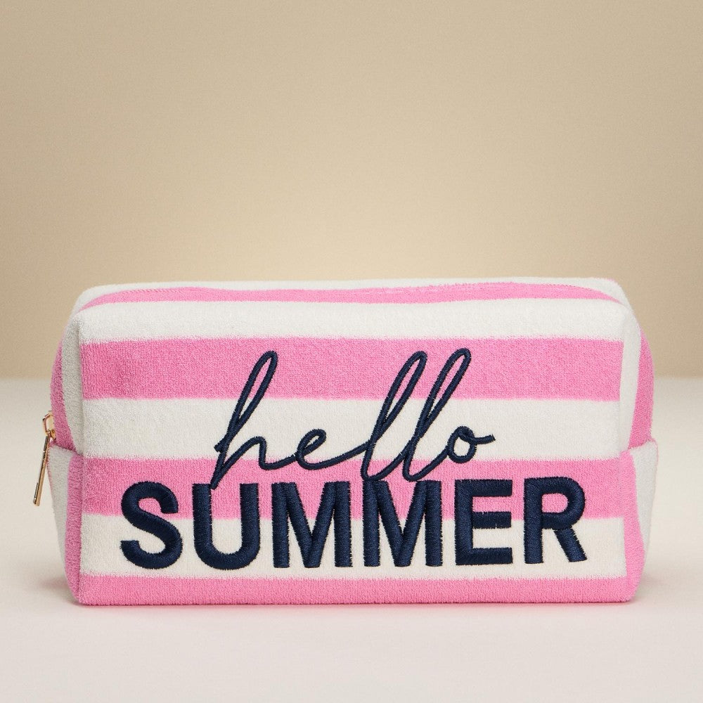 Hello Summer Embroidered Stripe Pouch-260 Bags-Judson-Hello Friends Boutique-Woman's Fashion Boutique Located in Traverse City, MI