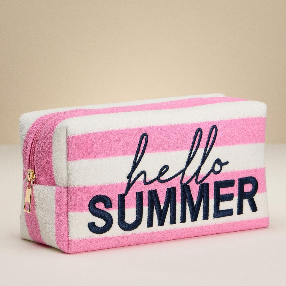 Hello Summer Embroidered Stripe Pouch-260 Bags-Judson-Hello Friends Boutique-Woman's Fashion Boutique Located in Traverse City, MI