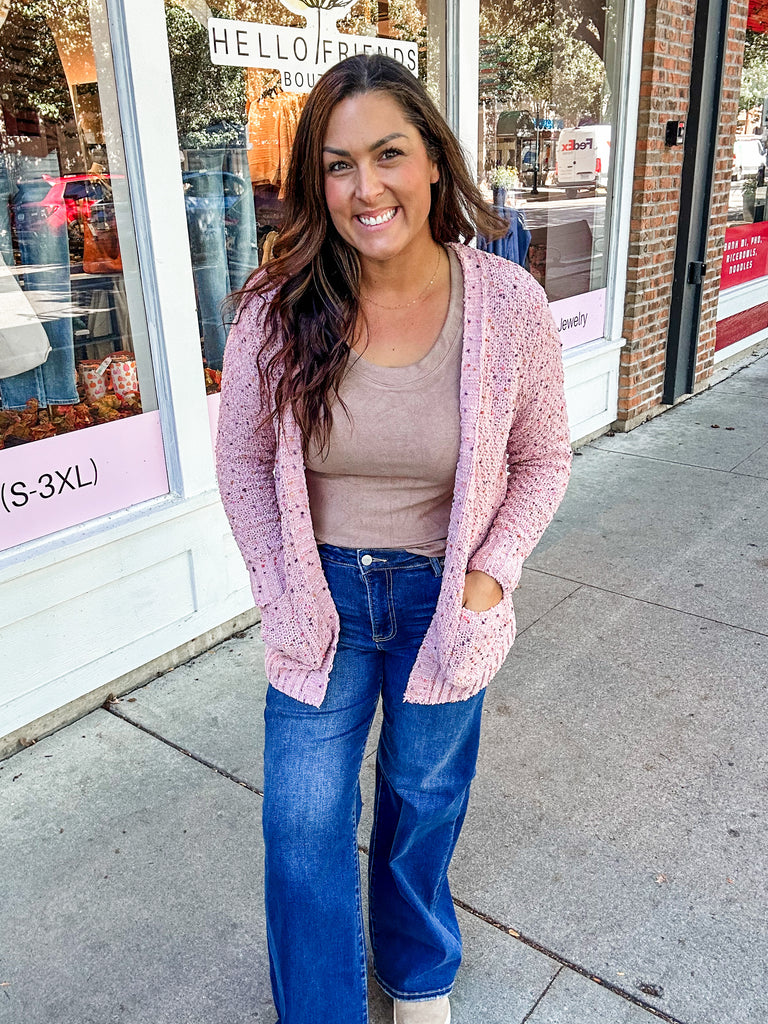 Sprinkle & Snuggle Sweater in Dusty Pink (S-XL)-160 Cardigans/Kimonos-Staccato-Hello Friends Boutique-Woman's Fashion Boutique Located in Traverse City, MI