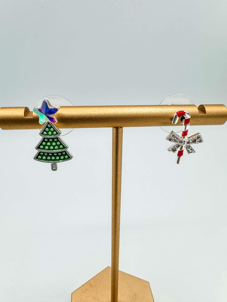 Tree/Candy Cane Earrings-240 Jewelry-Amanda Blu-Hello Friends Boutique-Woman's Fashion Boutique Located in Traverse City, MI