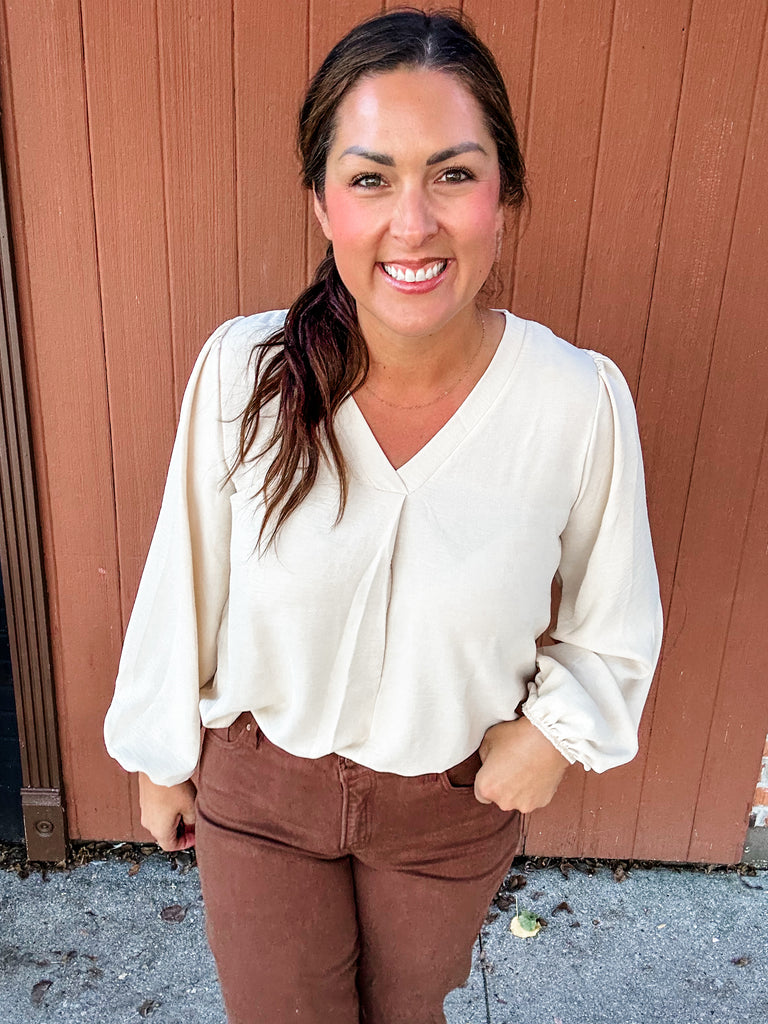 Sophie Textured V-Neck Blouse (S-3XL)-110 Long Sleeve-Sew In Love-Hello Friends Boutique-Woman's Fashion Boutique Located in Traverse City, MI