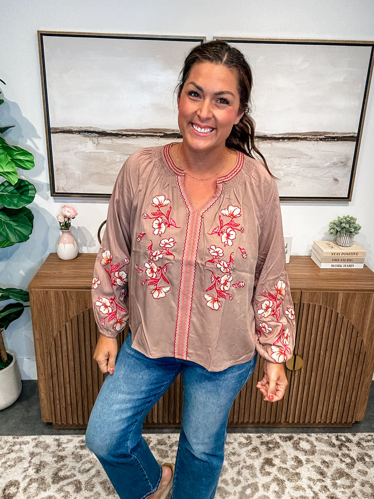 Boho Bloom Blouse (S-L)-110 Long Sleeve-Easel-Hello Friends Boutique-Woman's Fashion Boutique Located in Traverse City, MI