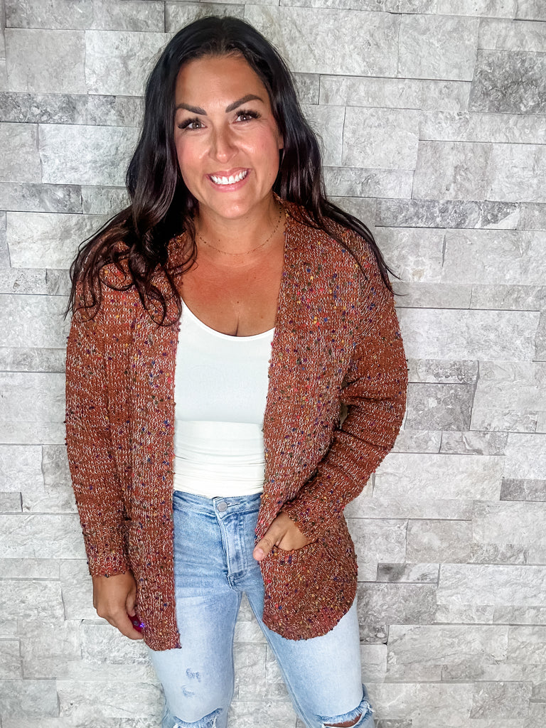 The Miley Cardigan in Cinnamon Brown (OS-Plus)-160 Cardigans/Kimonos-Blakeley-Hello Friends Boutique-Woman's Fashion Boutique Located in Traverse City, MI