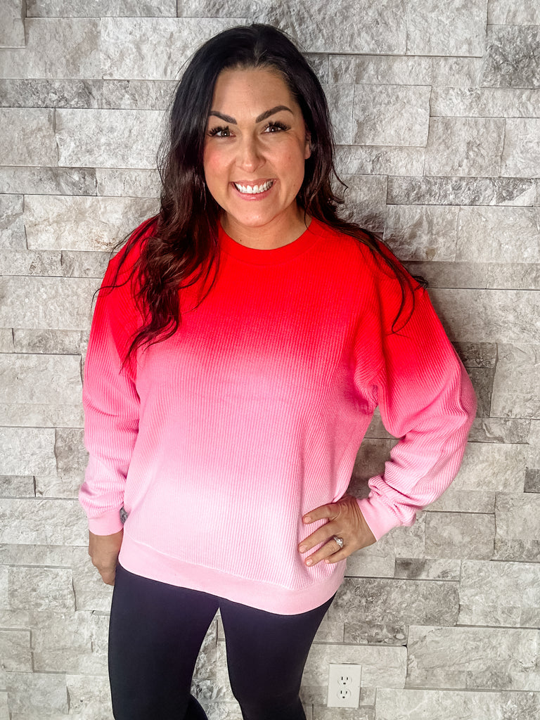 Turn It Up Sweatshirt in Red/Pink (S-XL)-150 Sweatshirts/Hoodies-Moon Ryder-Hello Friends Boutique-Woman's Fashion Boutique Located in Traverse City, MI