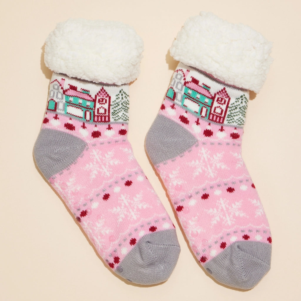 Christmas Fuzzy Lining Socks in Pink (OS)-300 Treats/Gift-Frem - faire-Hello Friends Boutique-Woman's Fashion Boutique Located in Traverse City, MI