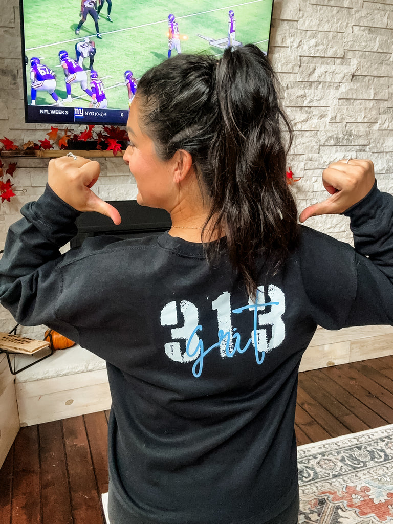 Detroit 313 Grit Sweatshirt (S-5XL)-131 On Demand Graphic-SunFrog-Hello Friends Boutique-Woman's Fashion Boutique Located in Traverse City, MI