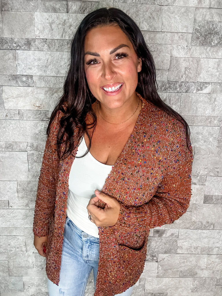 The Miley Cardigan in Cinnamon Brown (OS-Plus)-160 Cardigans/Kimonos-Blakeley-Hello Friends Boutique-Woman's Fashion Boutique Located in Traverse City, MI