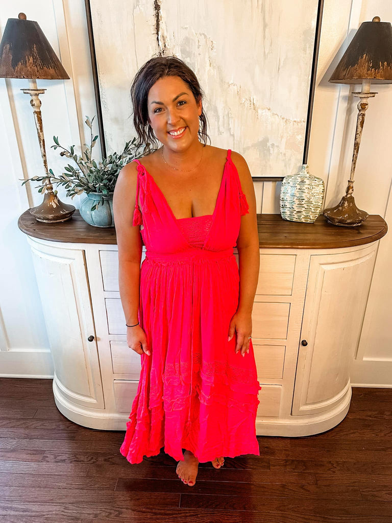 *Flash Deal* Fuchsia Tiered Ruffle Maxi Dress (S-3XL)-180 Dresses-Sew In Love-Hello Friends Boutique-Woman's Fashion Boutique Located in Traverse City, MI