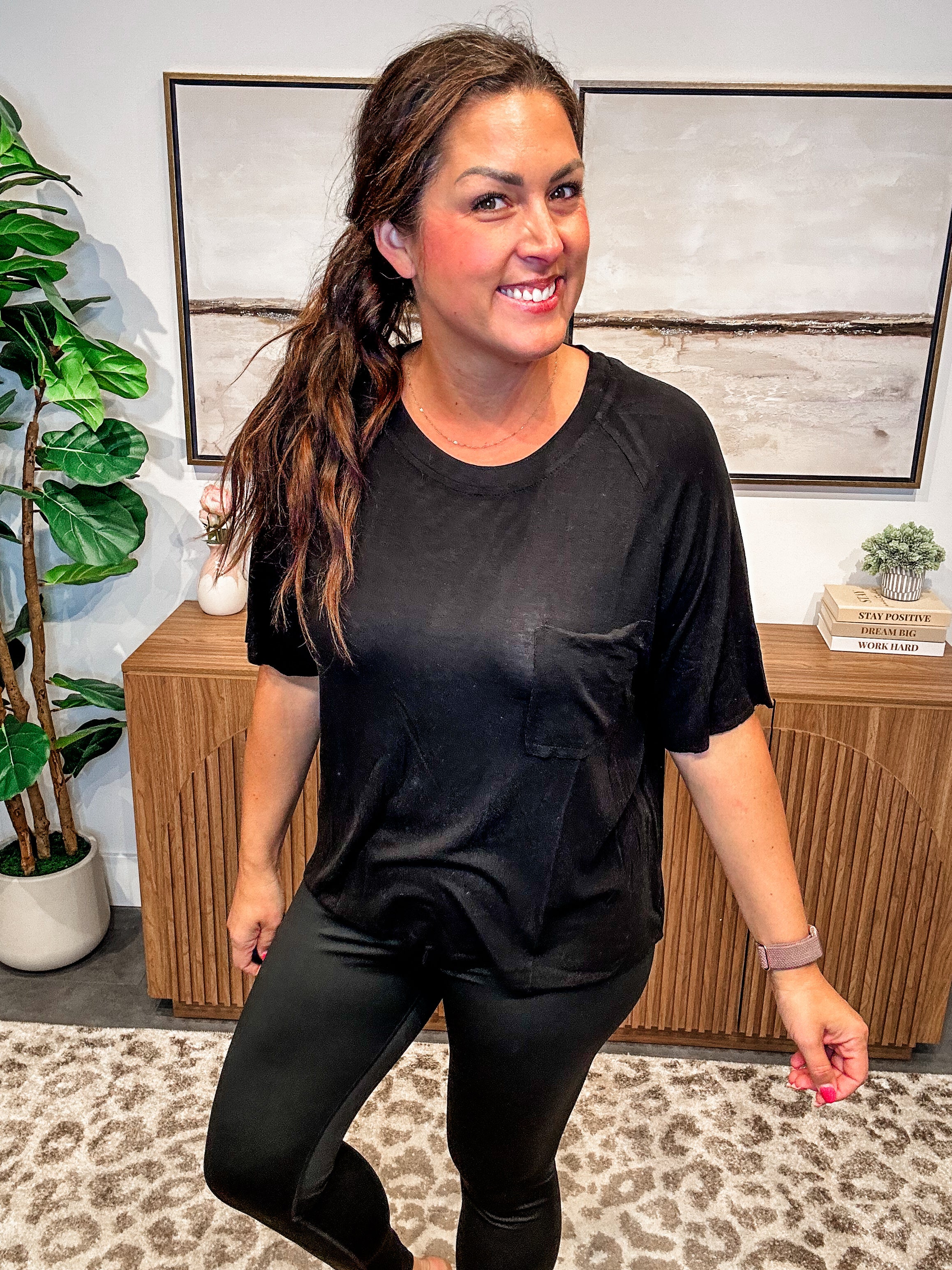 Stonewashed Serenity Tee in Black (S-L)-100 Short Sleeve-POL-Hello Friends Boutique-Woman's Fashion Boutique Located in Traverse City, MI