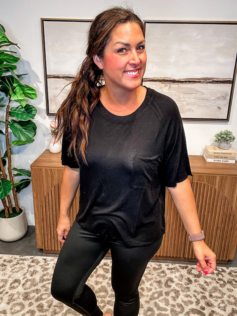 Stonewashed Serenity Tee in Black (S-L)-100 Short Sleeve-POL-Hello Friends Boutique-Woman's Fashion Boutique Located in Traverse City, MI