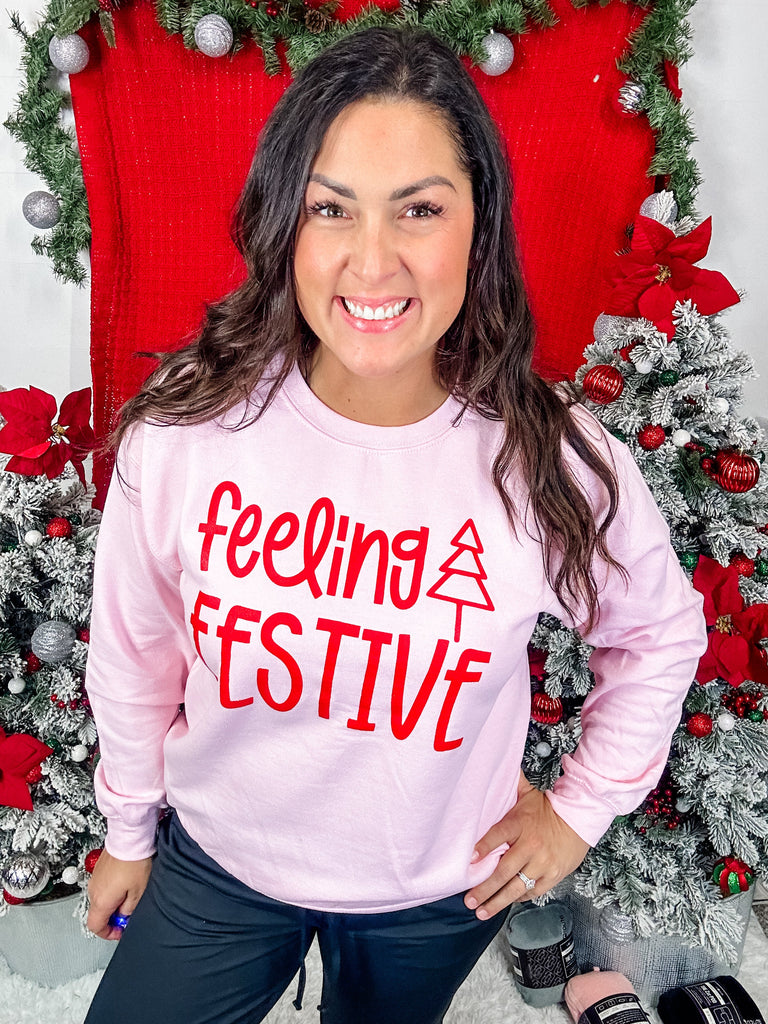 Feeling Festive Sweatshirt (S-3XL)-130 Graphic Tees-Imperial Apparel-Hello Friends Boutique-Woman's Fashion Boutique Located in Traverse City, MI