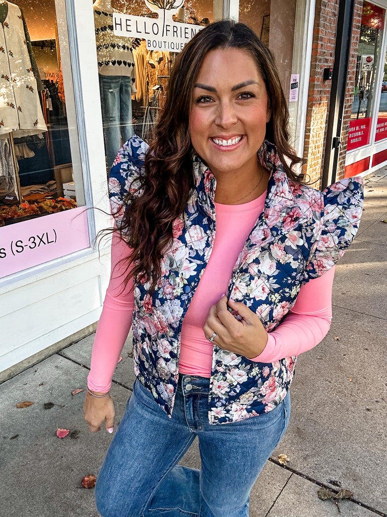 Blossom Breeze Quilted Vest (S-3XL)-120 Sleeveless-Oddi-Hello Friends Boutique-Woman's Fashion Boutique Located in Traverse City, MI