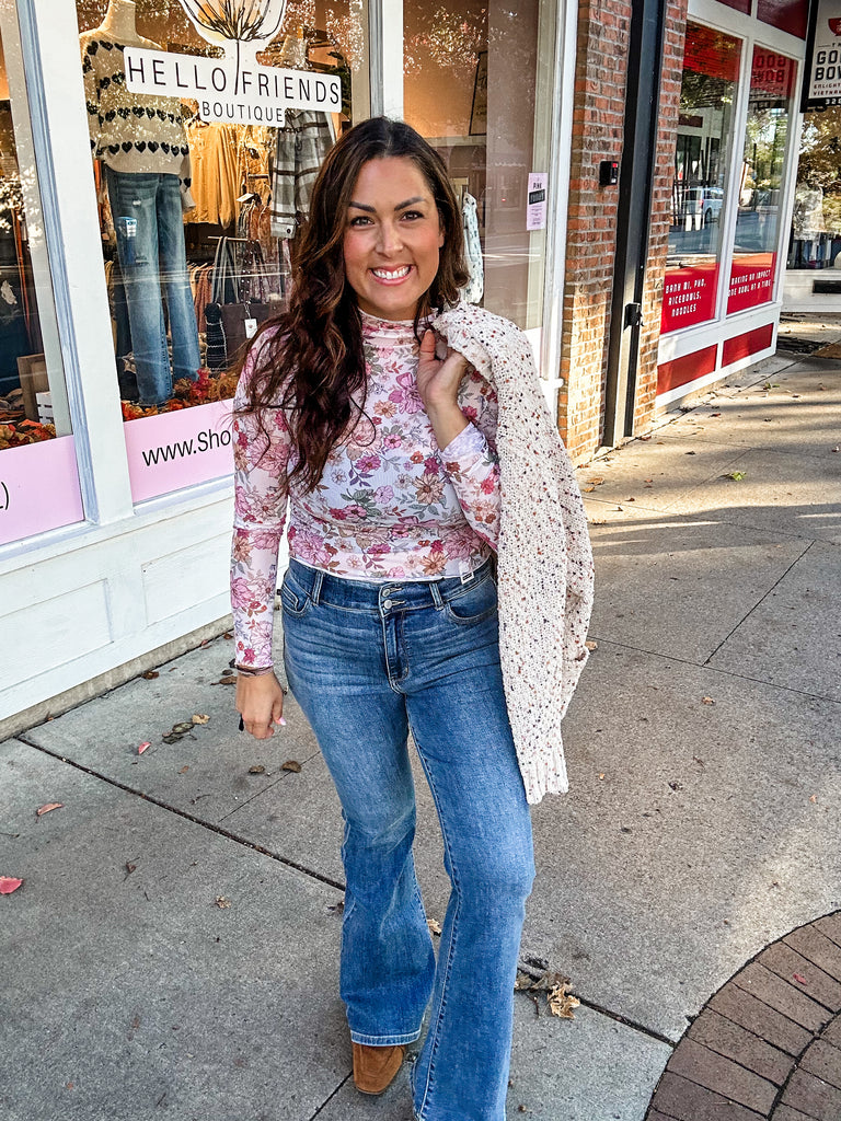 Petal Whisper Mesh Top in Clay Rose (S-XL)-110 Long Sleeve-So Me-Hello Friends Boutique-Woman's Fashion Boutique Located in Traverse City, MI