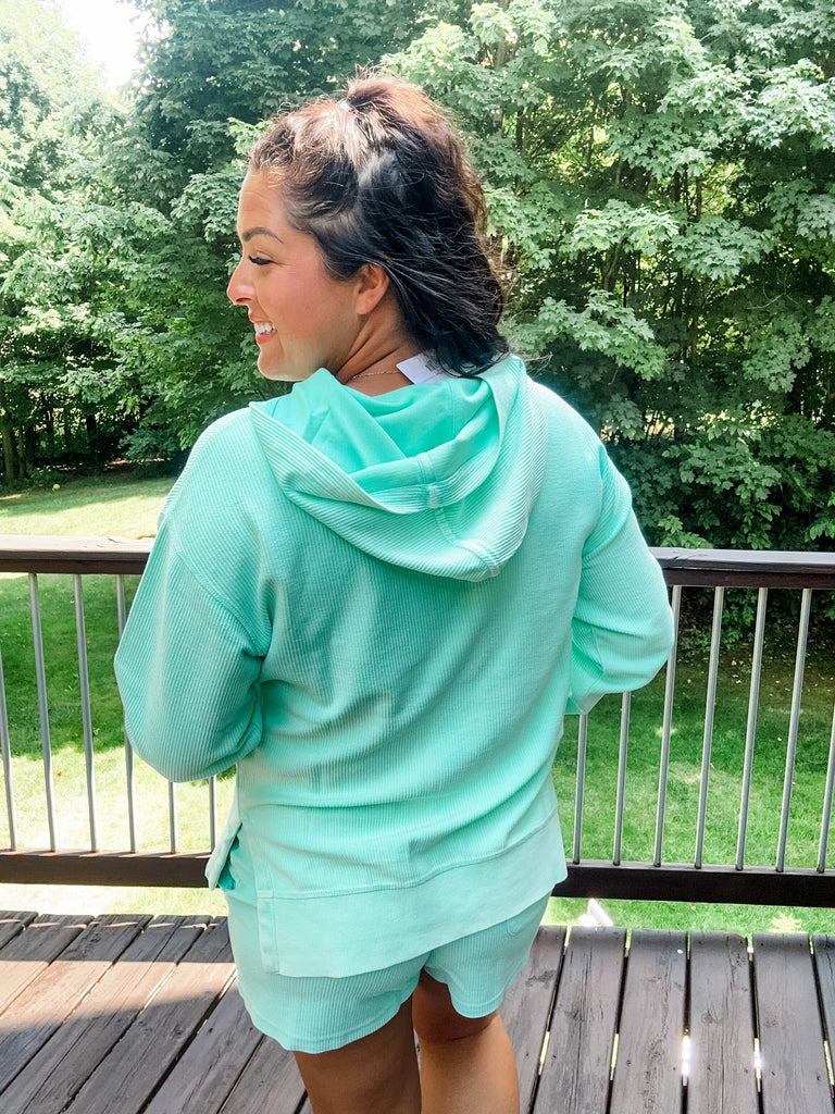 Moon Ryder Luxe Corded Crew in Mint (S-2XL)-150 Sweatshirts/Hoodies-Moon Ryder-Hello Friends Boutique-Woman's Fashion Boutique Located in Traverse City, MI