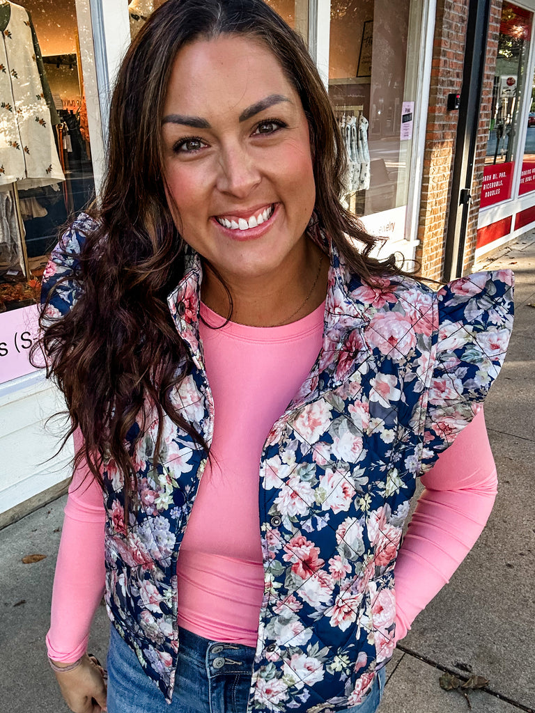 Blossom Breeze Quilted Vest (S-3XL)-120 Sleeveless-Oddi-Hello Friends Boutique-Woman's Fashion Boutique Located in Traverse City, MI