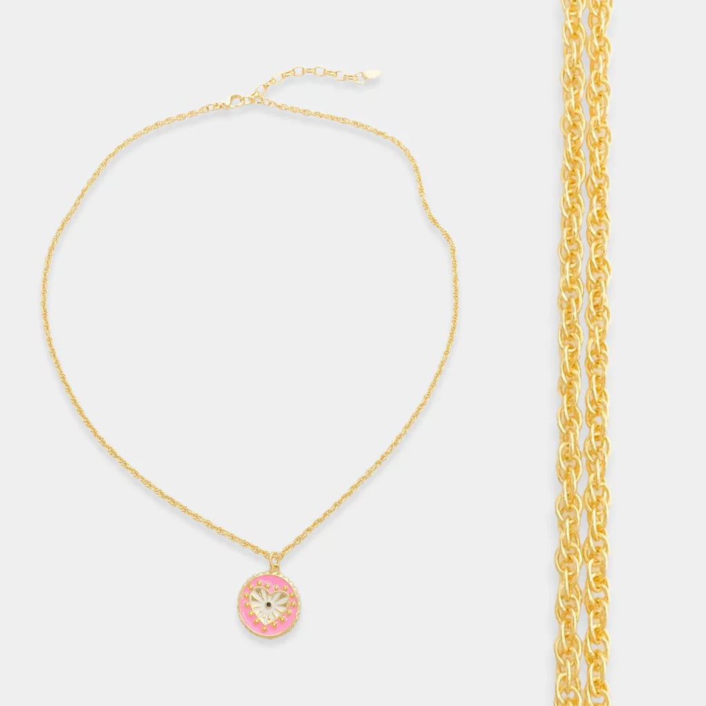 Reversible Enamel Heart Necklace-240 Jewelry-omgblings-Hello Friends Boutique-Woman's Fashion Boutique Located in Traverse City, MI