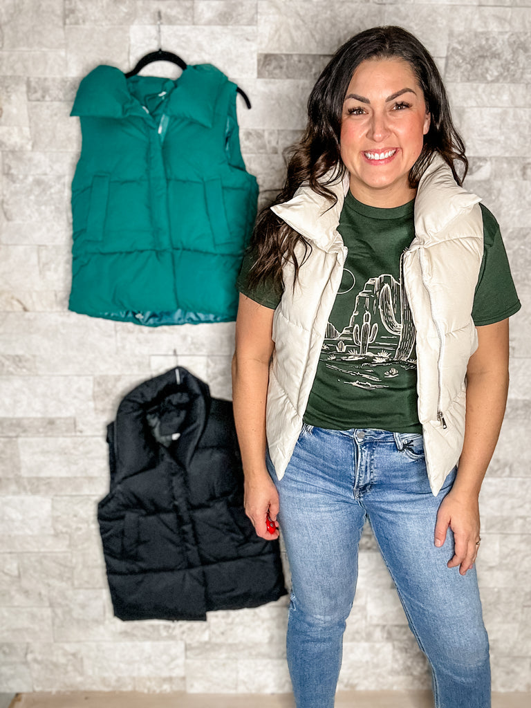 Believe In You Puffer Vest (S-2XL)-170 Outerwear/Jackets-LA RENTA FASHION-Hello Friends Boutique-Woman's Fashion Boutique Located in Traverse City, MI