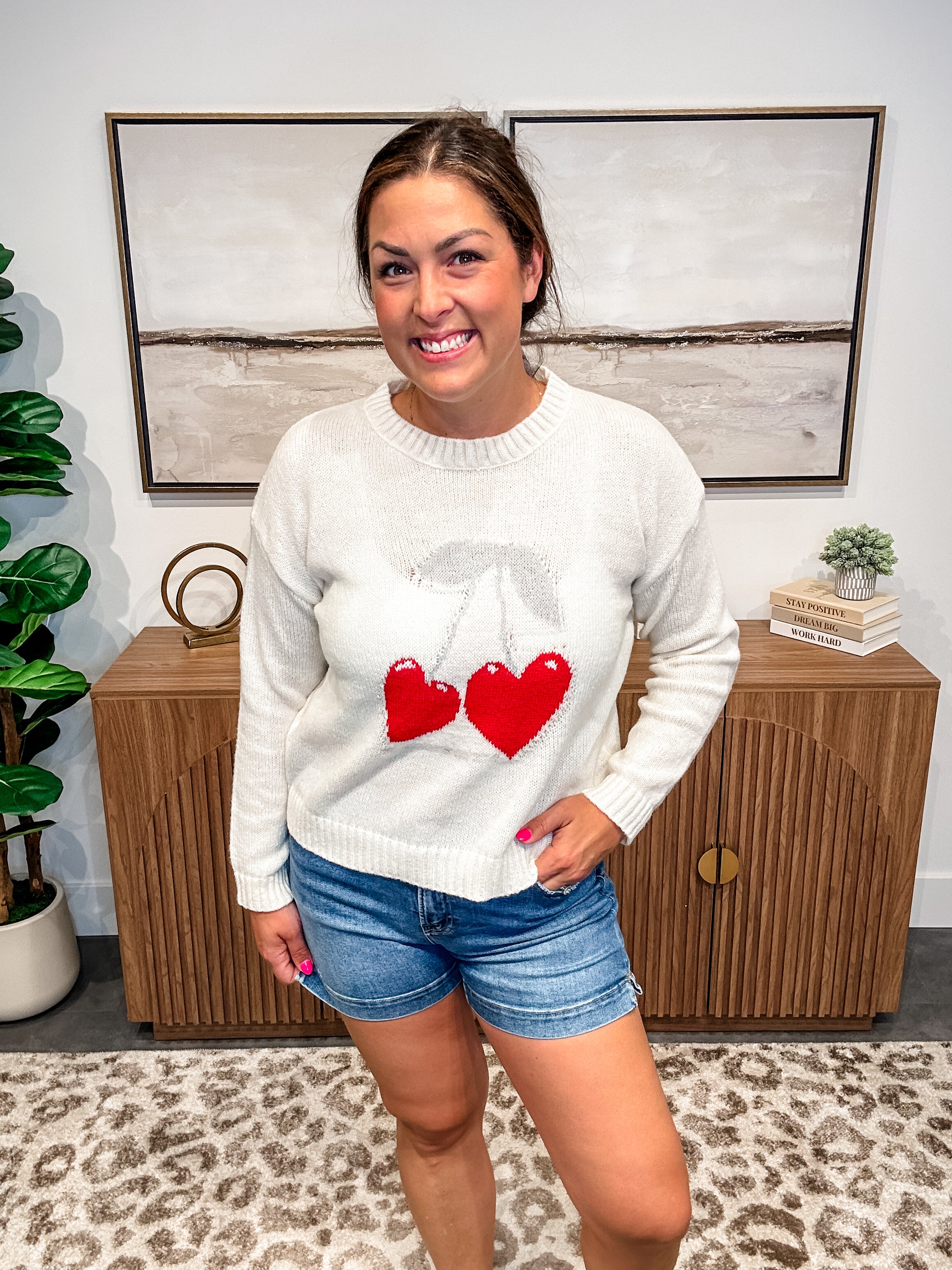 Sweetheart Cherry Knit Sweater (S-XL)-140 Sweaters-So Me-Hello Friends Boutique-Woman's Fashion Boutique Located in Traverse City, MI