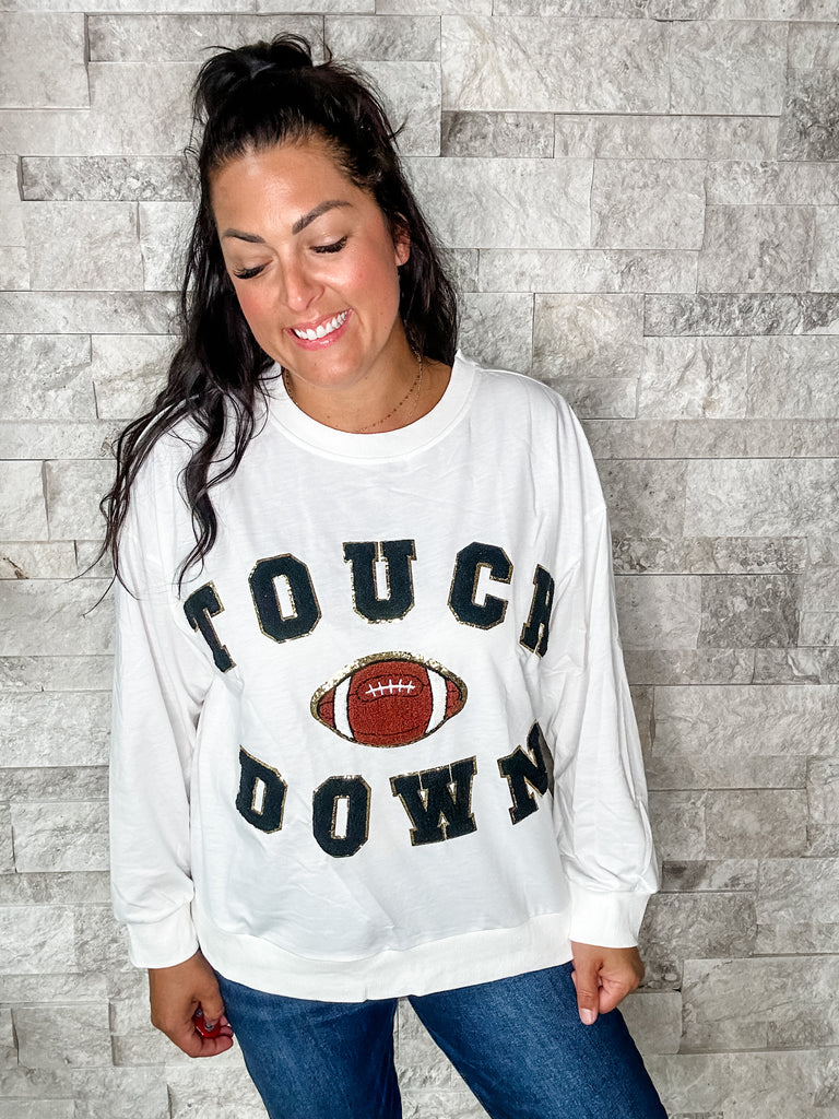 Touchdown Dance Sweatshirt (S-XL)-150 Sweatshirts/Hoodies-BIBI-Hello Friends Boutique-Woman's Fashion Boutique Located in Traverse City, MI