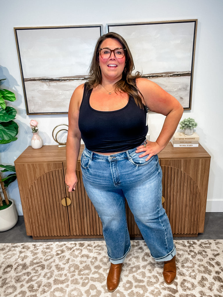 Skyline Crop Barrel Jeans (0-15, 1X-3X)-200 Denim-RISEN-Hello Friends Boutique-Woman's Fashion Boutique Located in Traverse City, MI