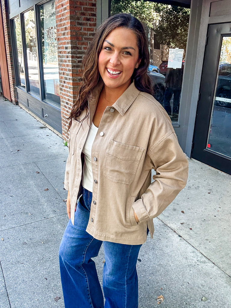 The Side Step Denim Jacket (S-XL)-170 Jackets-RISEN-Hello Friends Boutique-Woman's Fashion Boutique Located in Traverse City, MI