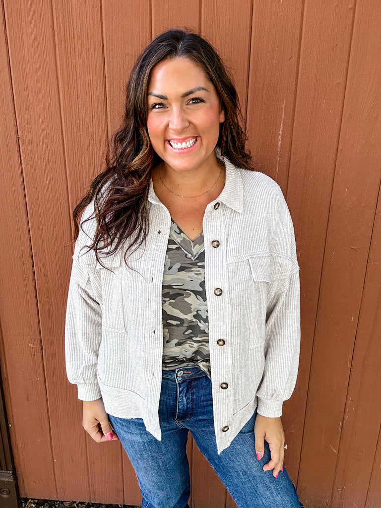 Weekend Warm-Up Jacket (S-XL)-170 Jackets-White Birch-Hello Friends Boutique-Woman's Fashion Boutique Located in Traverse City, MI