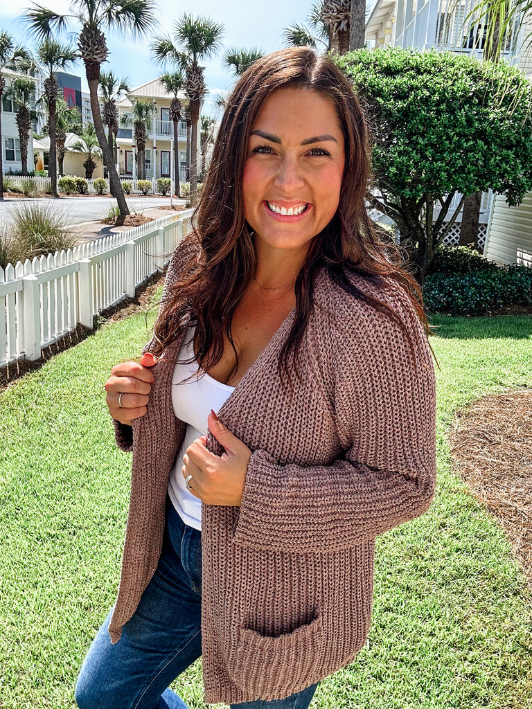 Sweater Weather Cardigan in Mocha (S-L)-160 Cardigans/Kimonos-POL-Hello Friends Boutique-Woman's Fashion Boutique Located in Traverse City, MI