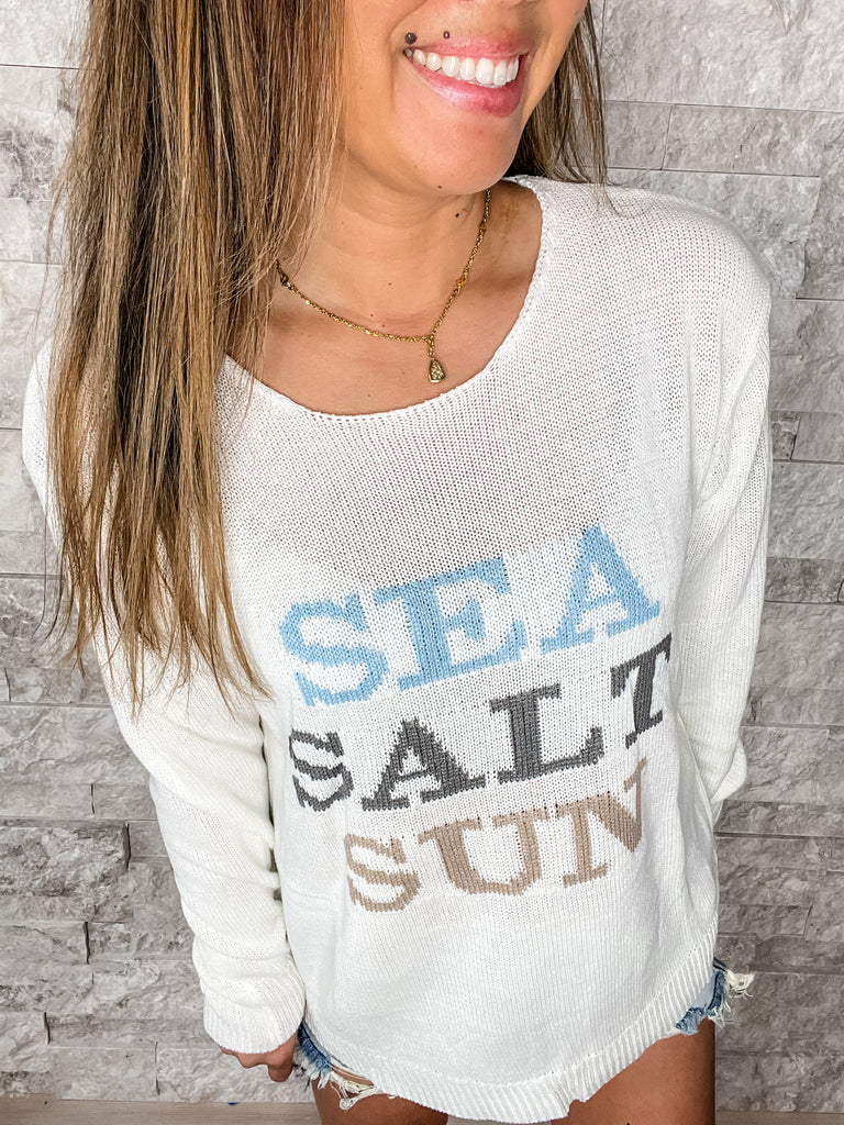 Sea Salt Sun Sweater (S-3XL)-140 Sweaters-GILLI-Hello Friends Boutique-Woman's Fashion Boutique Located in Traverse City, MI