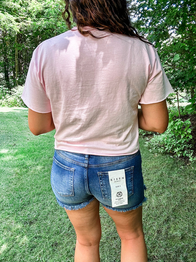 Rebel Rise Frayed Shorts (S-3XL)-220 Shorts/Skirts/Skorts-RISEN-Hello Friends Boutique-Woman's Fashion Boutique Located in Traverse City, MI