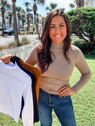 Mock Neck Seamless Long Sleeve (OS-Plus)-110 Long Sleeves-Yelete-Hello Friends Boutique-Woman's Fashion Boutique Located in Traverse City, MI