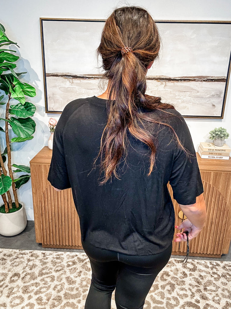 Stonewashed Serenity Tee in Black (S-L)-100 Short Sleeve-POL-Hello Friends Boutique-Woman's Fashion Boutique Located in Traverse City, MI