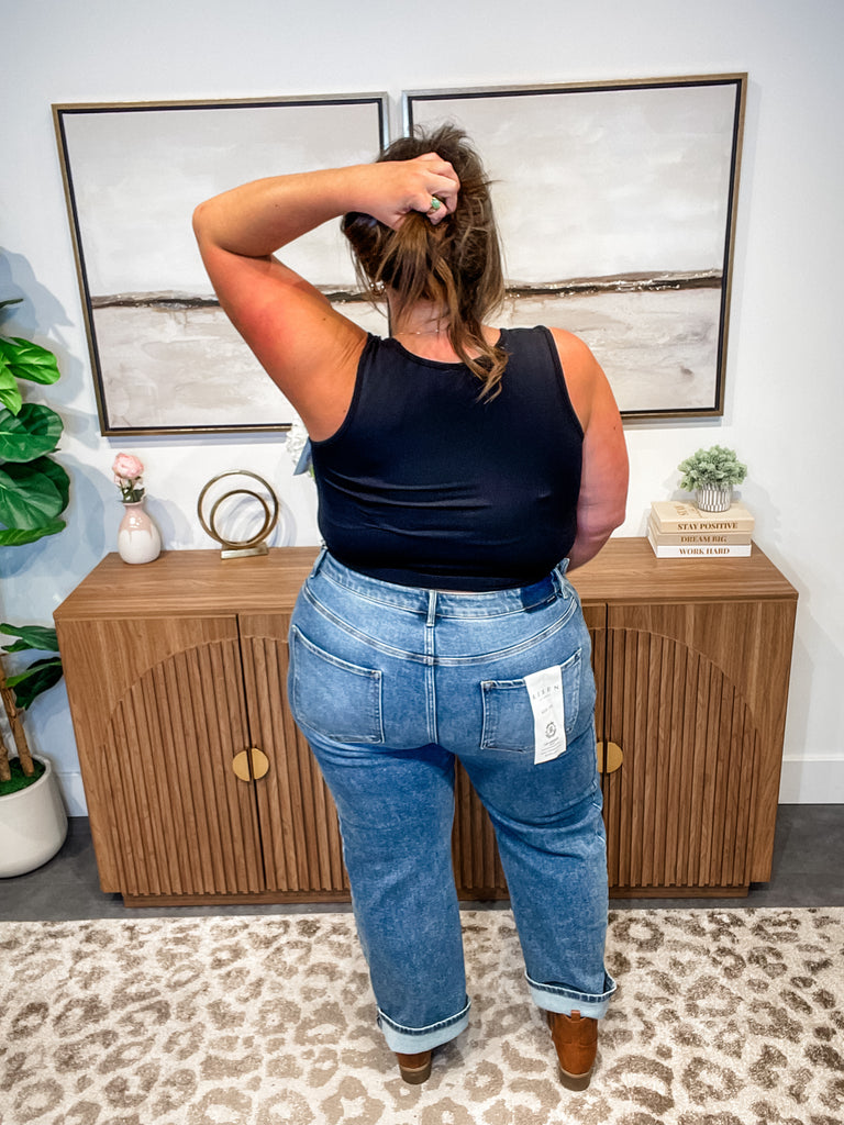 Skyline Crop Barrel Jeans (0-15, 1X-3X)-200 Denim-RISEN-Hello Friends Boutique-Woman's Fashion Boutique Located in Traverse City, MI