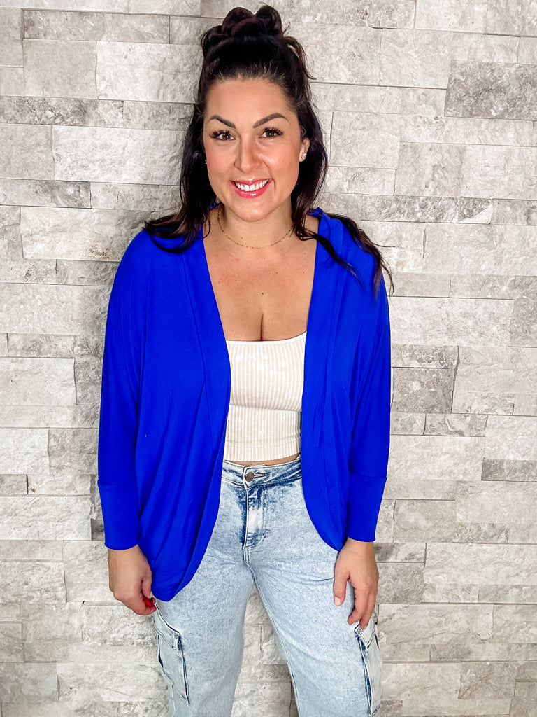 I'm One In A Million Cardigan in Bright Blue (S-3XL)-110 Long Sleeves-Zenana-Hello Friends Boutique-Woman's Fashion Boutique Located in Traverse City, MI