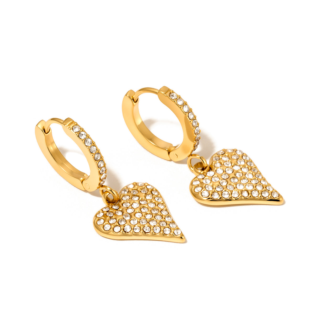 Pax Pave Heart Huggie Hoop - WATERPROOF-Earrings-Pretty Simple