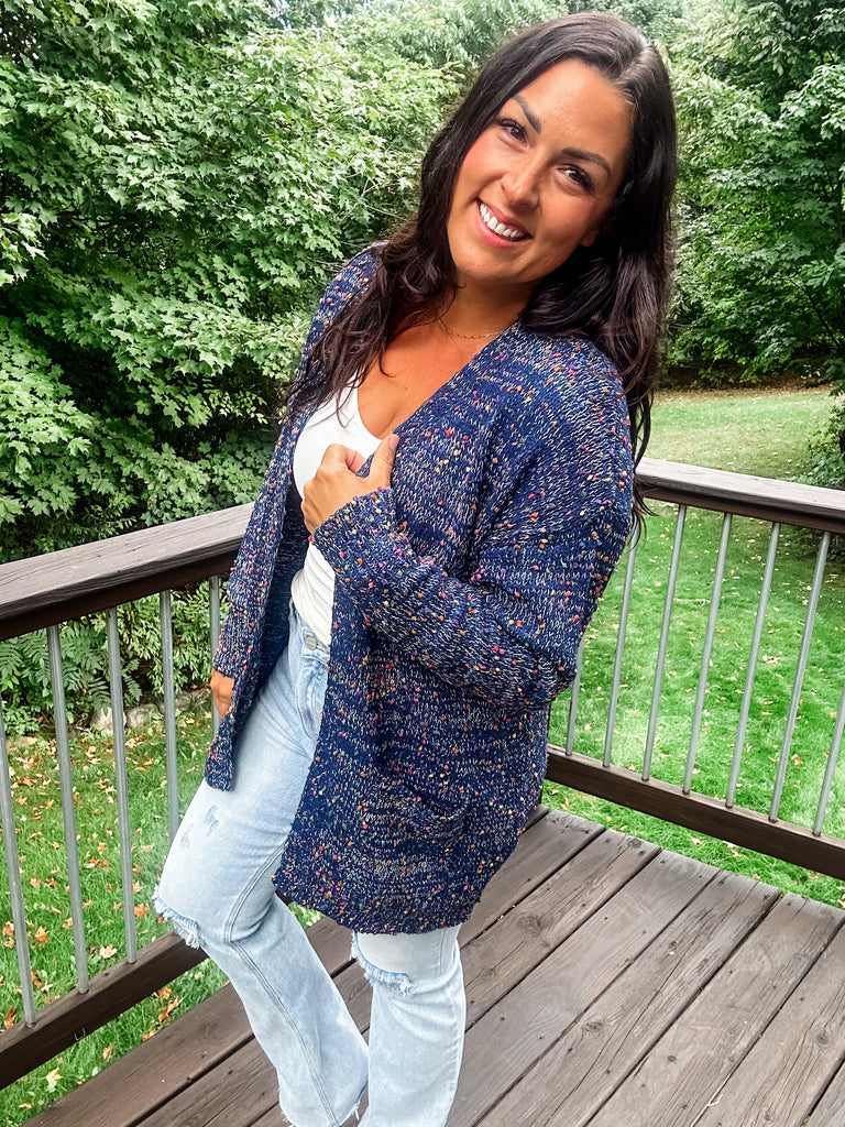 The Miley Cardigan in Navy (OS-Plus)-160 Cardigans/Kimonos-Blakeley-Hello Friends Boutique-Woman's Fashion Boutique Located in Traverse City, MI