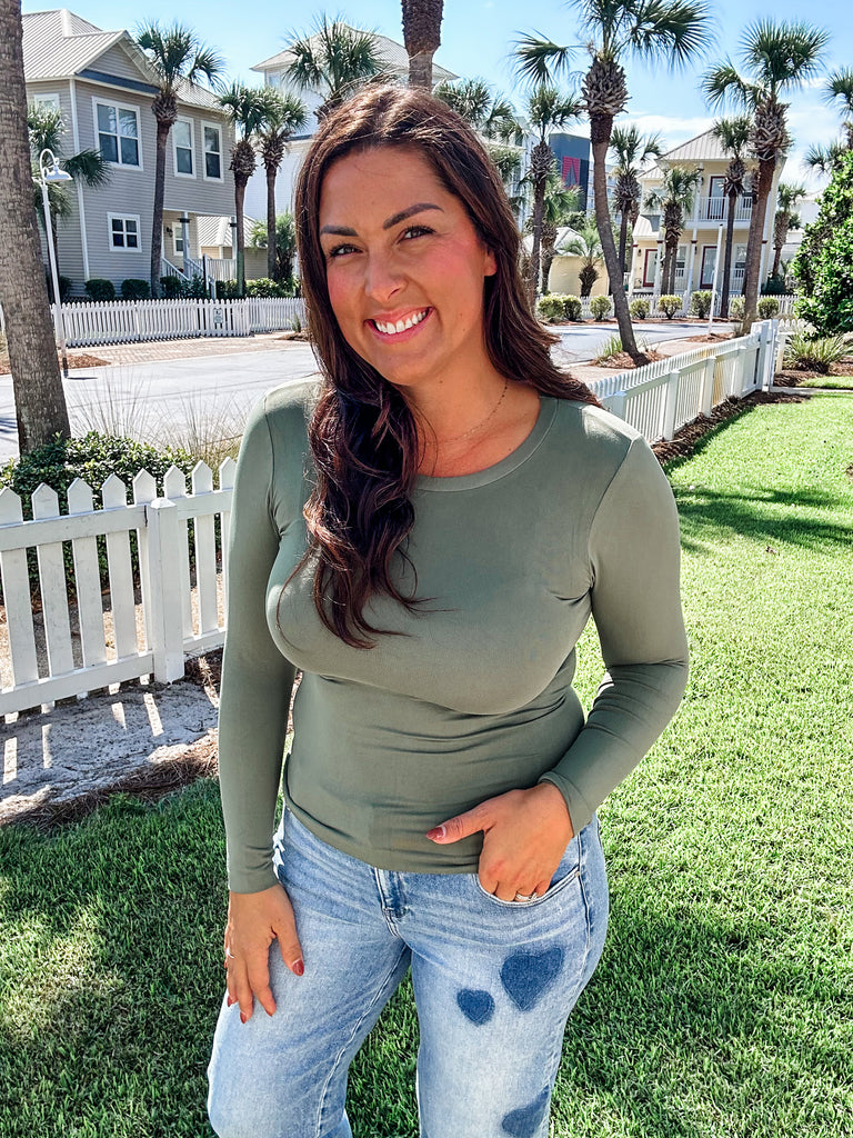 Seamless Long Sleeve (OS-Plus)-110 Long Sleeves-Yelete-Hello Friends Boutique-Woman's Fashion Boutique Located in Traverse City, MI