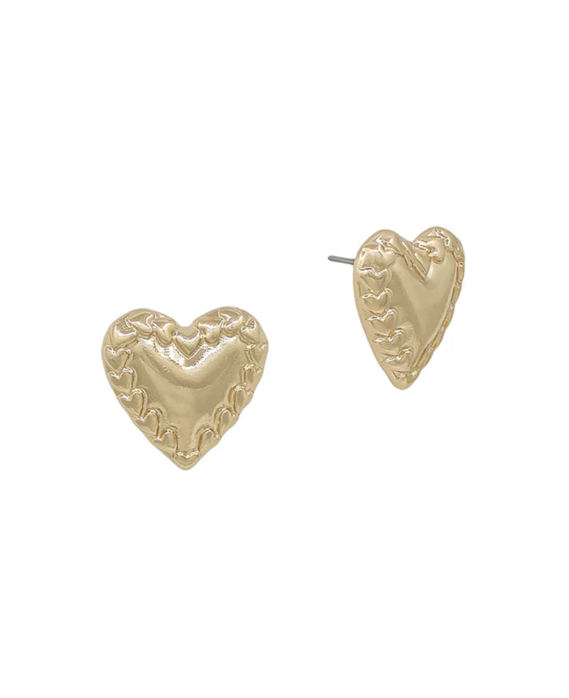 Texture Heart Metal Post Earrings-240 Jewelry-ChicNCool-Hello Friends Boutique-Woman's Fashion Boutique Located in Traverse City, MI