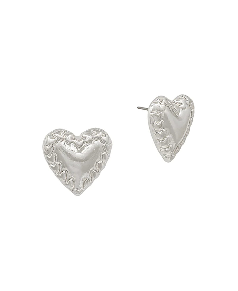 Texture Heart Metal Post Earrings-240 Jewelry-ChicNCool-Hello Friends Boutique-Woman's Fashion Boutique Located in Traverse City, MI