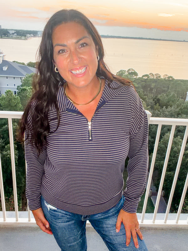 Blueprint Stripe Half Zip Top (S-XL)