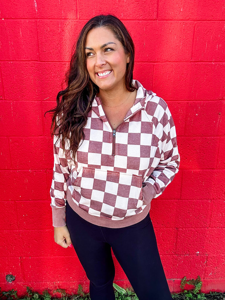 Easy Does It Pullover in Checkered (XS-1XL)-140 Sweaters-Blakeley-Hello Friends Boutique-Woman's Fashion Boutique Located in Traverse City, MI