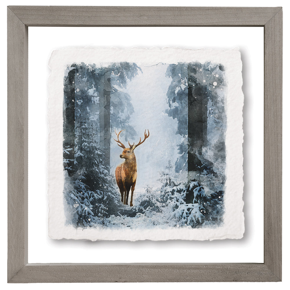 Winter Deer Forest - Floating Framed square Art-500 History-Sincere Surroundings-Hello Friends Boutique-Woman's Fashion Boutique Located in Traverse City, MI