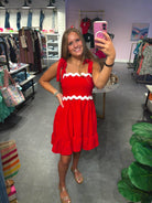 Cherry Ribbon Daydress (S-3XL)-180 Dresses-KORI-Hello Friends Boutique-Woman's Fashion Boutique Located in Traverse City, MI