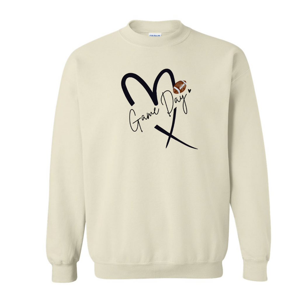 Neutral Game Day Heart Sweatshirt (S-3XL)-131 On Demand Graphic-SunFrog-Hello Friends Boutique-Woman's Fashion Boutique Located in Traverse City, MI