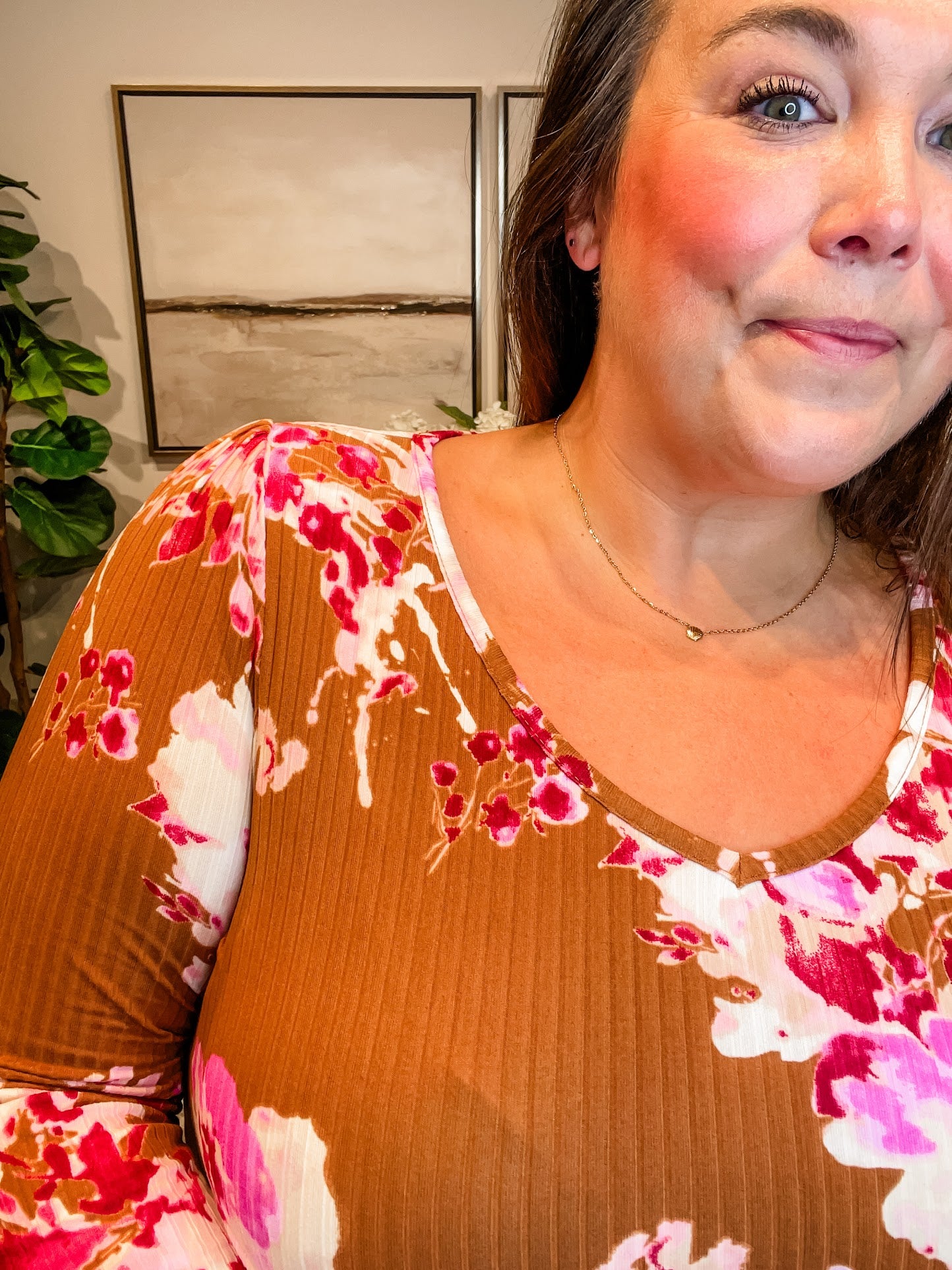 Wildflower Whisper V-Neck Ribbed Top (S-L)-110 Long Sleeve-Staccato-Hello Friends Boutique-Woman's Fashion Boutique Located in Traverse City, MI