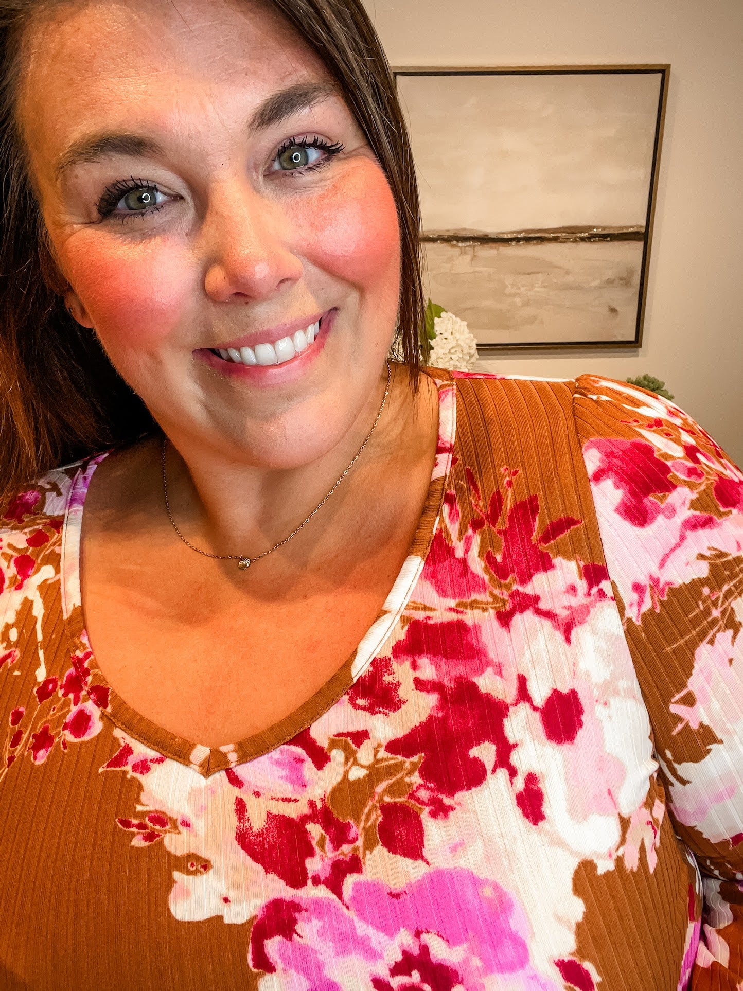 Wildflower Whisper V-Neck Ribbed Top (S-L)-110 Long Sleeve-Staccato-Hello Friends Boutique-Woman's Fashion Boutique Located in Traverse City, MI