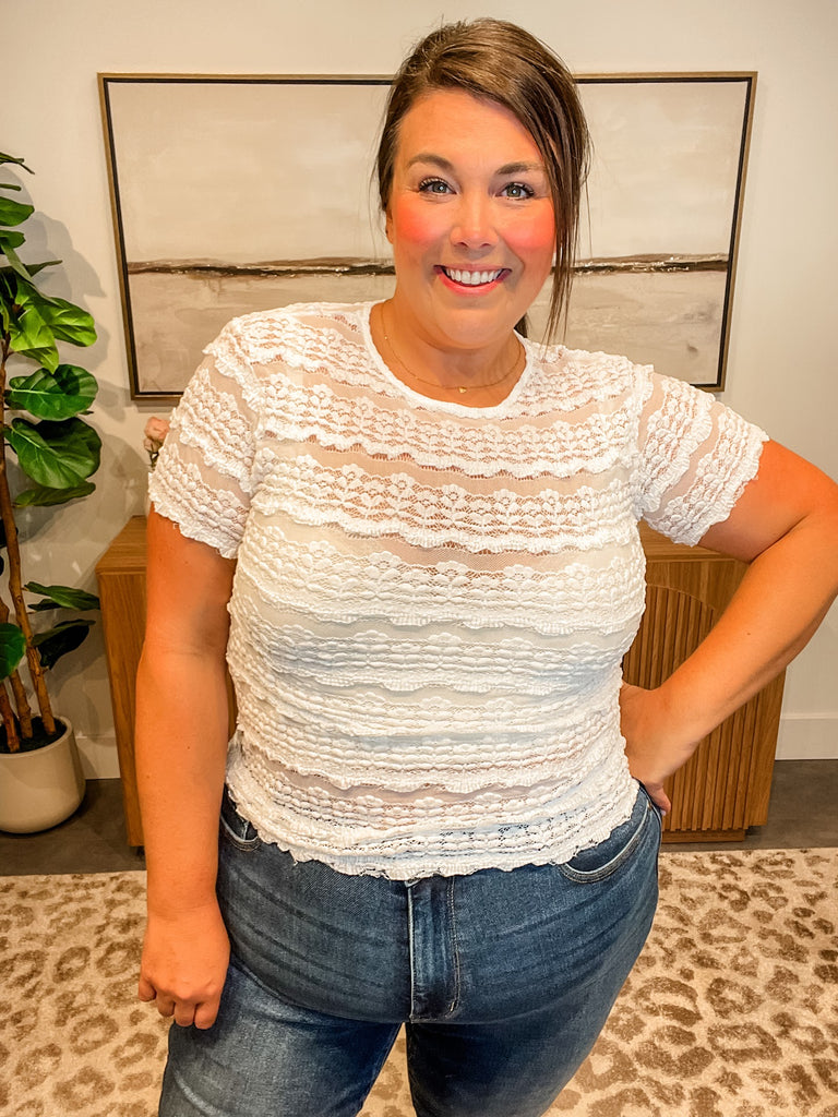 All Decked Out Top (S/M-2XL)-100 Short Sleeve-Blakeley-Hello Friends Boutique-Woman's Fashion Boutique Located in Traverse City, MI