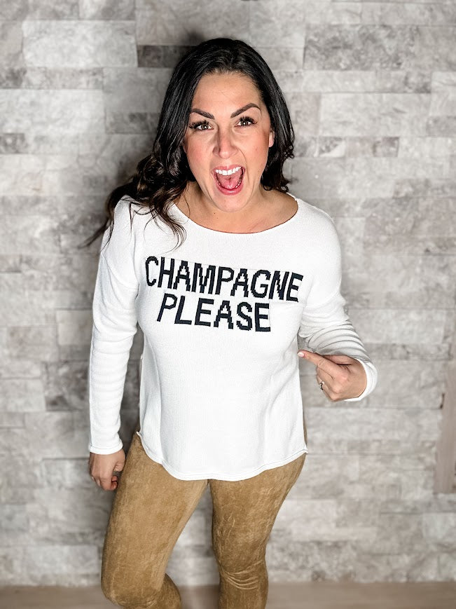 Champagne Please Top (S-XL)-110 Long Sleeves-Shewin Inc-Hello Friends Boutique-Woman's Fashion Boutique Located in Traverse City, MI