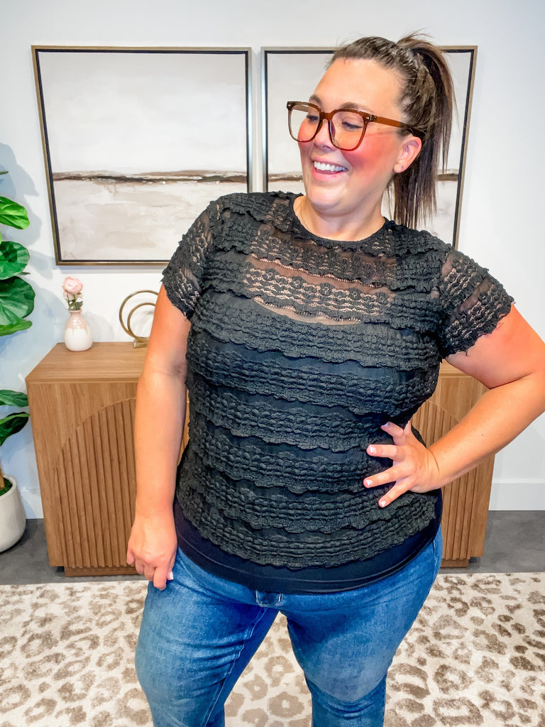 All Decked Out Top (S/M-2XL)-100 Short Sleeve-Blakeley-Hello Friends Boutique-Woman's Fashion Boutique Located in Traverse City, MI