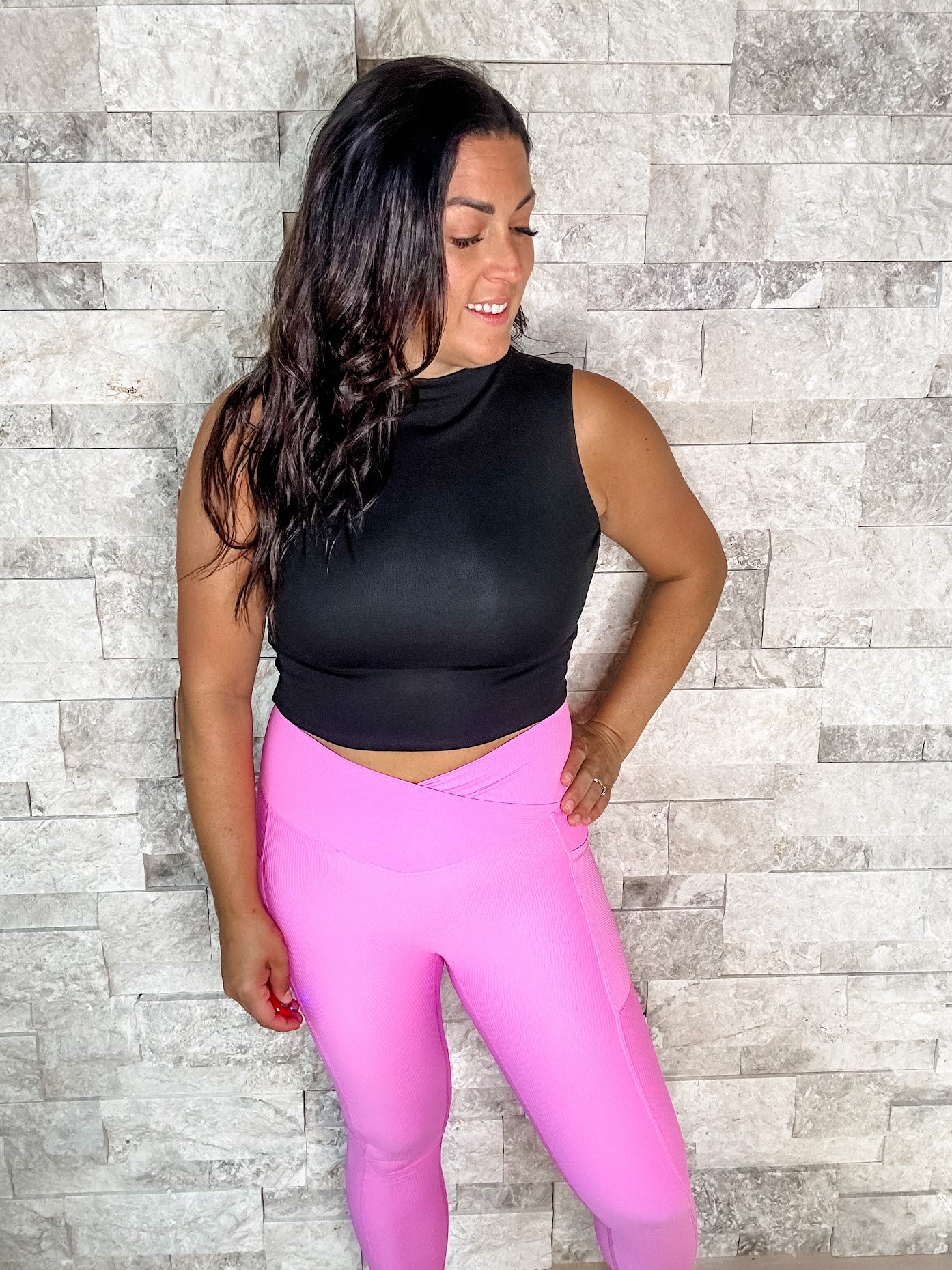 Molly Max Sculpt Diagonal Ribbed Leggings (S-3XL)-210 Leggings/Joggers-With Love, Molly-Hello Friends Boutique-Woman's Fashion Boutique Located in Traverse City, MI